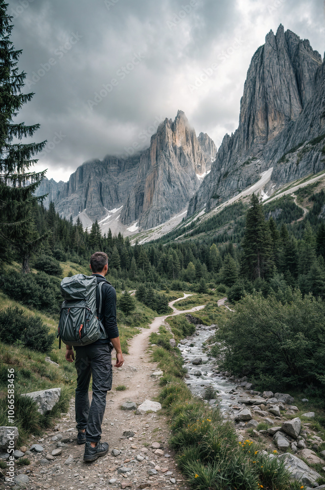 tourism, man with backpack, in the mountains tourism, man with backpack, in the mountains