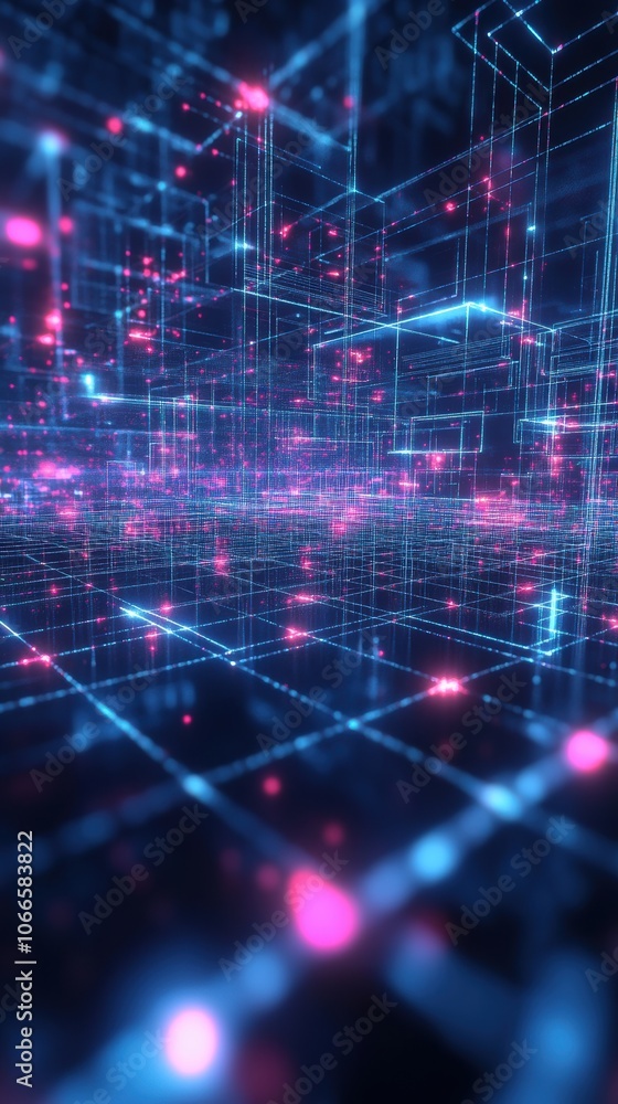 Futuristic wireframe grid background with glowing neon lines in a cyberpunk style Futuristic wireframe grid background with glowing neon lines in a cyberpunk style