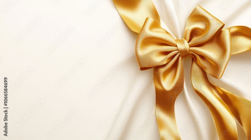 Elegant Golden Ribbon on Soft Background Elegant Golden Ribbon on Soft Background