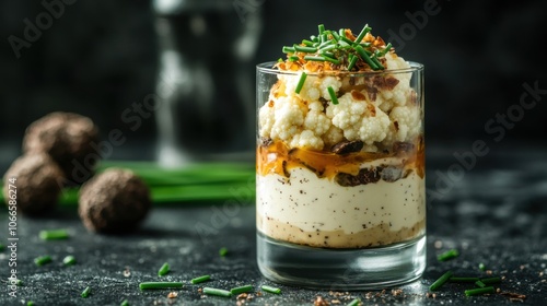 Elegant Cauliflower Truffle Amuse Bouche in Glass photo