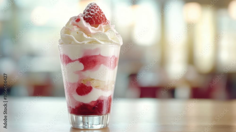 Delicious Strawberry Vanilla Cream Parfait in Glass Delicious Strawberry Vanilla Cream Parfait in Glass
