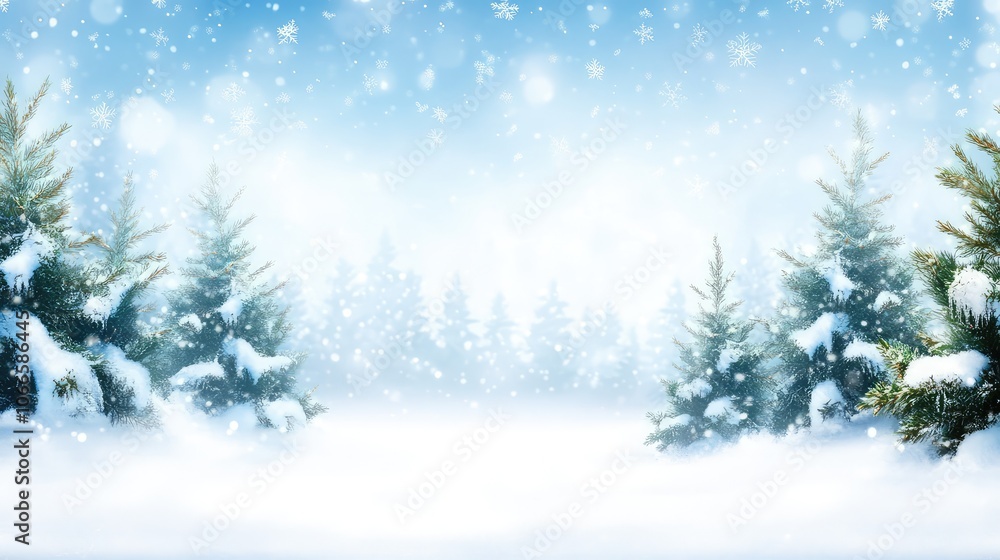 Snowy Winter Wonderland with Pine Trees Snowy Winter Wonderland with Pine Trees
