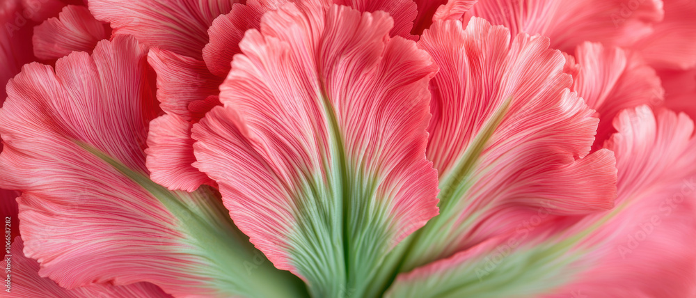 A close-up of a vibrant pink flower with intricate petal textures, showcasing lush green accents in the center. A close-up of a vibrant pink flower with intricate petal textures, showcasing lush green accents in the center.