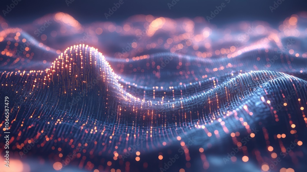 Abstract Waves with Glowing Particles and Light Effects Abstract Waves with Glowing Particles and Light Effects