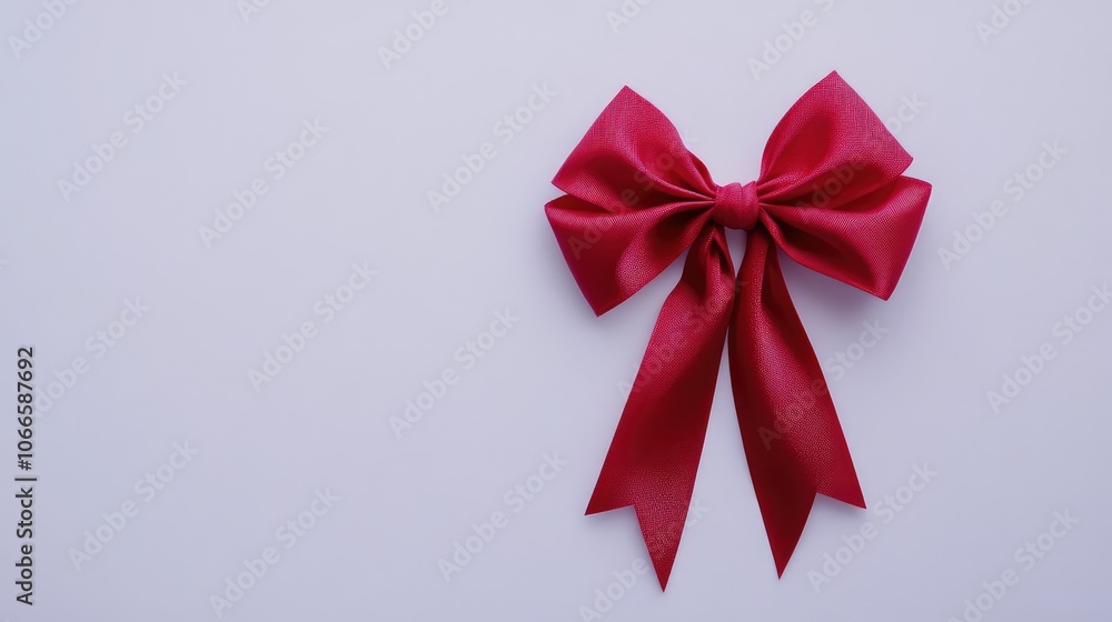 Elegant Red Bow on White Background Elegant Red Bow on White Background
