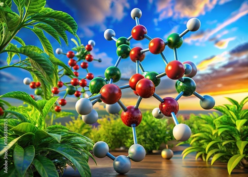 3D aerial view of L-threonic acid, a plant metabolite, visualized. photo