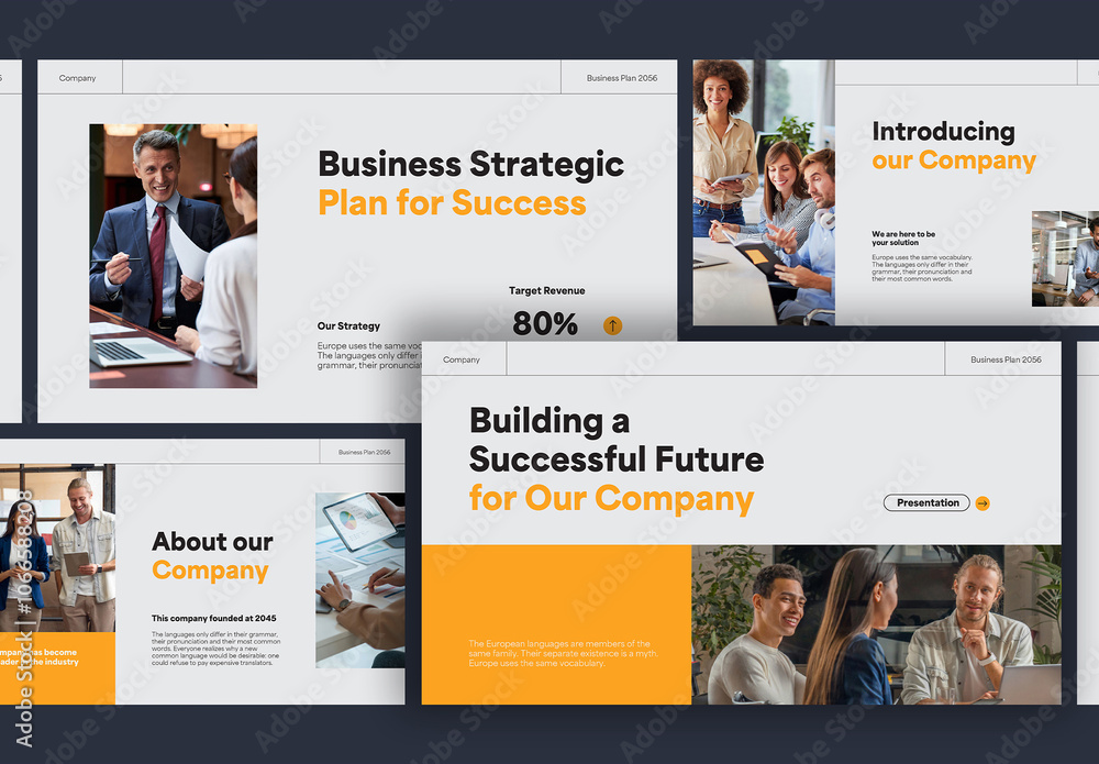 Orange White Modern Business Plan Presentation Stock Template | Adobe Stock