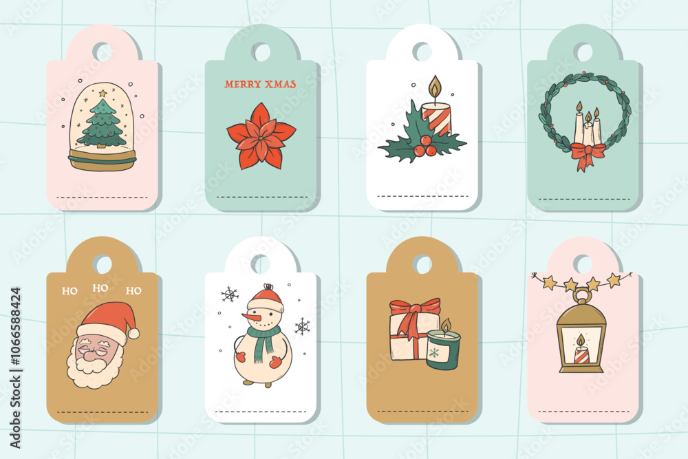 Christmas gift labels collection decorated with hand drawn doodles. Good for stickers, prints, cards, signs, etc. EPS 10 Christmas gift labels collection decorated with hand drawn doodles. Good for stickers, prints, cards, signs, etc. EPS 10
