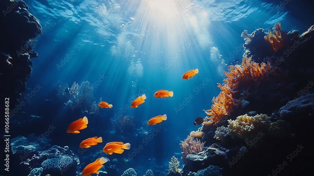 Fototapeta premium Explore the vibrant underwater world filled with colorful fish