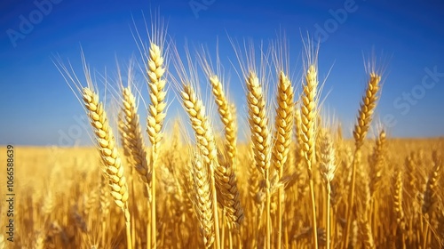 Golden Wheat Field Under Clear Blue Sky