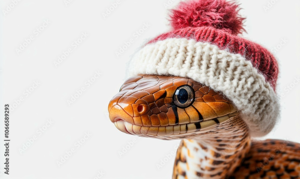 A snake wearing a festive hat. AI. A snake wearing a festive hat. AI.
