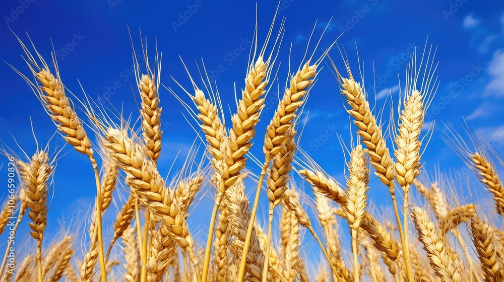 Golden Wheat Field Under Bright Blue Sky Golden Wheat Field Under Bright Blue Sky
