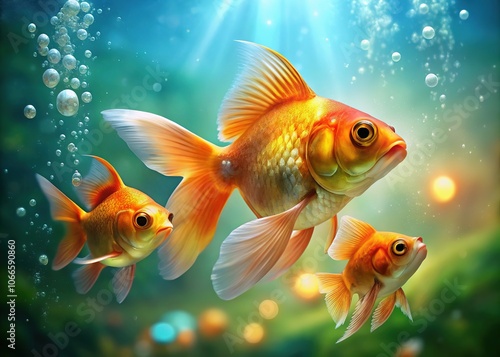 A shimmering family of golden fish, their scales reflecting the underwater sun.