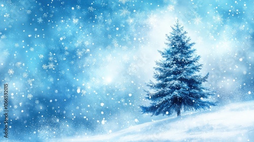 Wallpaper Mural Winter Wonderland with Snowy Pine Tree Torontodigital.ca