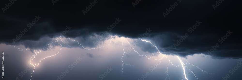 Lightning strikes illuminate dark storm clouds Lightning strikes illuminate dark storm clouds