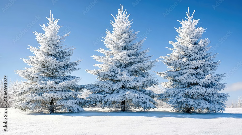 Snowy Evergreen Trees Under Clear Blue Sky Snowy Evergreen Trees Under Clear Blue Sky