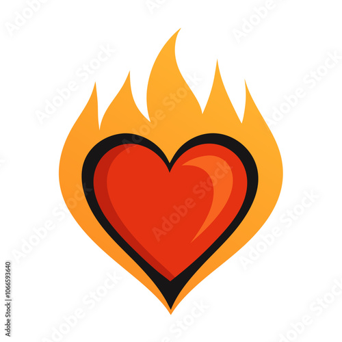 Fiery Heart: passionate symbol of love, burning with intense emotion