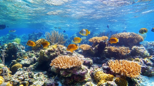 Vibrant Coral Reef Tropical Fish Underwater Scene Ocean Life