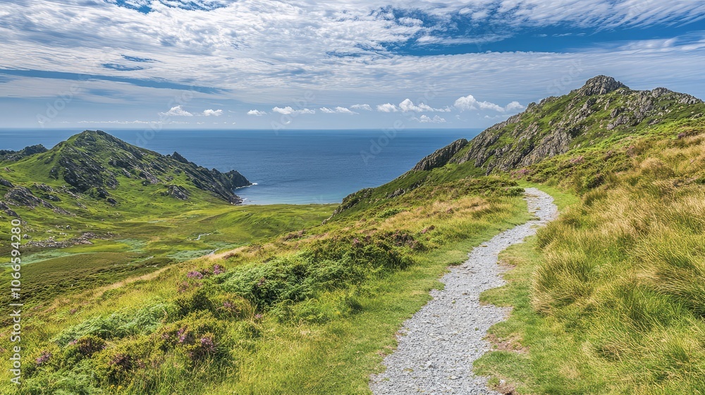 Scenic Coastal Path with Dramatic Mountain Views Scenic Coastal Path with Dramatic Mountain Views
