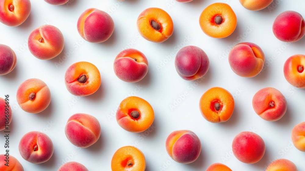 Vibrant Apricot Pattern Summer Fruit Background Flatlay Food Photography Vibrant Apricot Pattern Summer Fruit Background Flatlay Food Photography