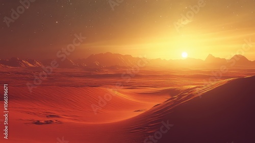 Serene Sunset Over Desert Landscape