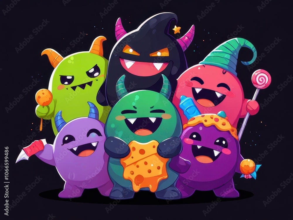 Halloween Monster Friends cute illustration Halloween Monster Friends cute illustration