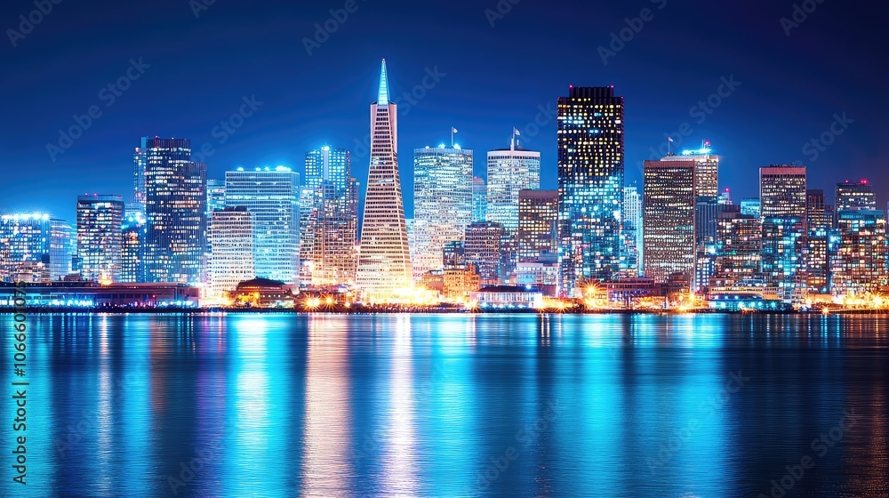 Stunning Night View of San Francisco City Skyline Stunning Night View of San Francisco City Skyline