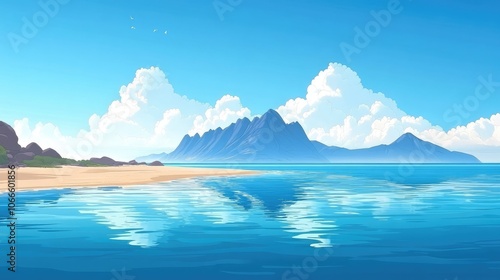 Serene Beach Landscape with Crystal Clear Water