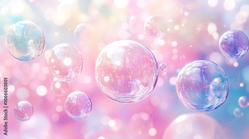Abstract pink and purple background with iridescent bubbles. Abstract pink and purple background with iridescent bubbles.