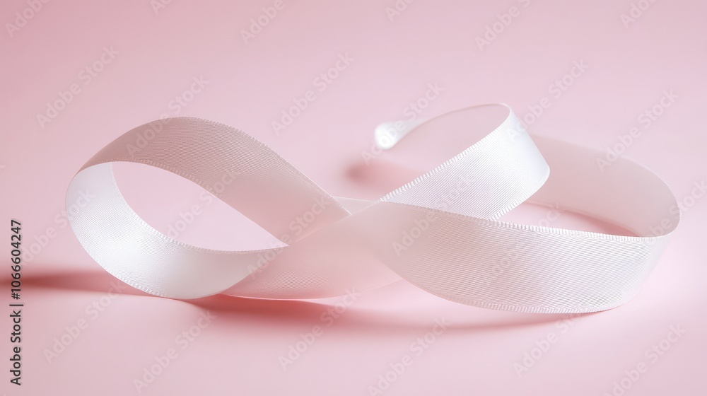 Elegant White Ribbon on Soft Pink Background Elegant White Ribbon on Soft Pink Background