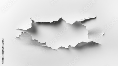 Torn paper with a hole set against a white background