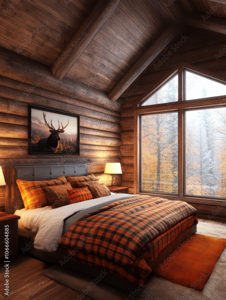 Plush and cozy cabin interior designed for ultimate relaxation and comfort in nature's embrace. Plush and cozy cabin interior designed for ultimate relaxation and comfort in nature's embrace.