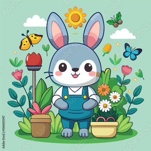 easter bunny with a basket of flowers easter bunny with easter eggs