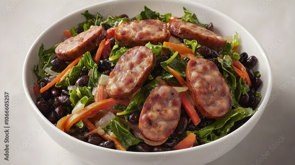 Bowl of Feijoada with Black Beans and Sausage Bowl of Feijoada with Black Beans and Sausage