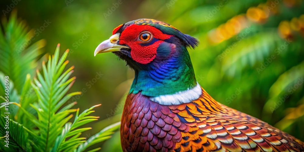 Close-Up of a Vibrant Common Pheasant in Natural Habitat, Detailed Feathers, Rich Colors, Wildlife Photography, Birdwatching, Nature Conservation, Rural Landscape, Animal Behavior, Macro Shot Close-Up of a Vibrant Common Pheasant in Natural Habitat, Detailed Feathers, Rich Colors, Wildlife Photography, Birdwatching, Nature Conservation, Rural Landscape, Animal Behavior, Macro Shot