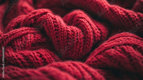 Textured red surface of knit fabric