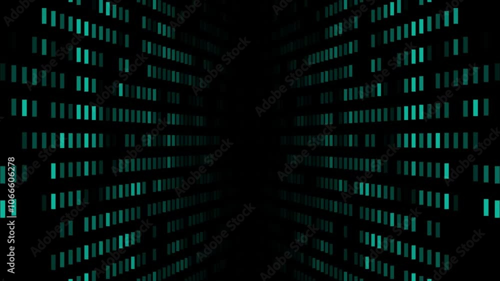Cyan color small rectangular sci-fi elements appearing and disappearing with blank space modern design futuristic background Cyan color small rectangular sci-fi elements appearing and disappearing with blank space modern design futuristic background
