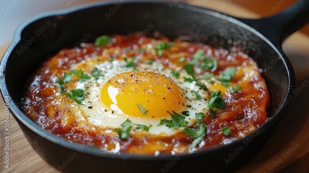 Sunny Side Up Egg Cooked in a Cast Iron Pan Sunny Side Up Egg Cooked in a Cast Iron Pan