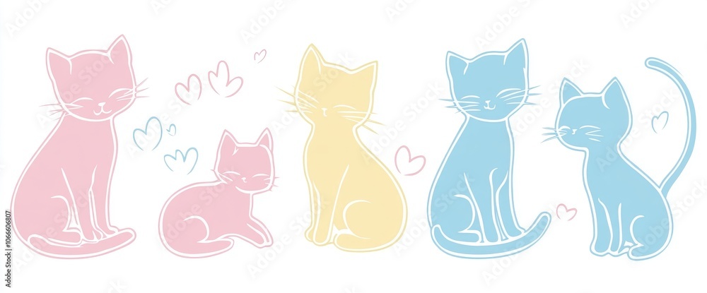This is a cute and happy cat doodle modern set. Sketching illustration with flat color, different poses on white background. Perfect for stickers, comics, or prints. This is a cute and happy cat doodle modern set. Sketching illustration with flat color, different poses on white background. Perfect for stickers, comics, or prints.