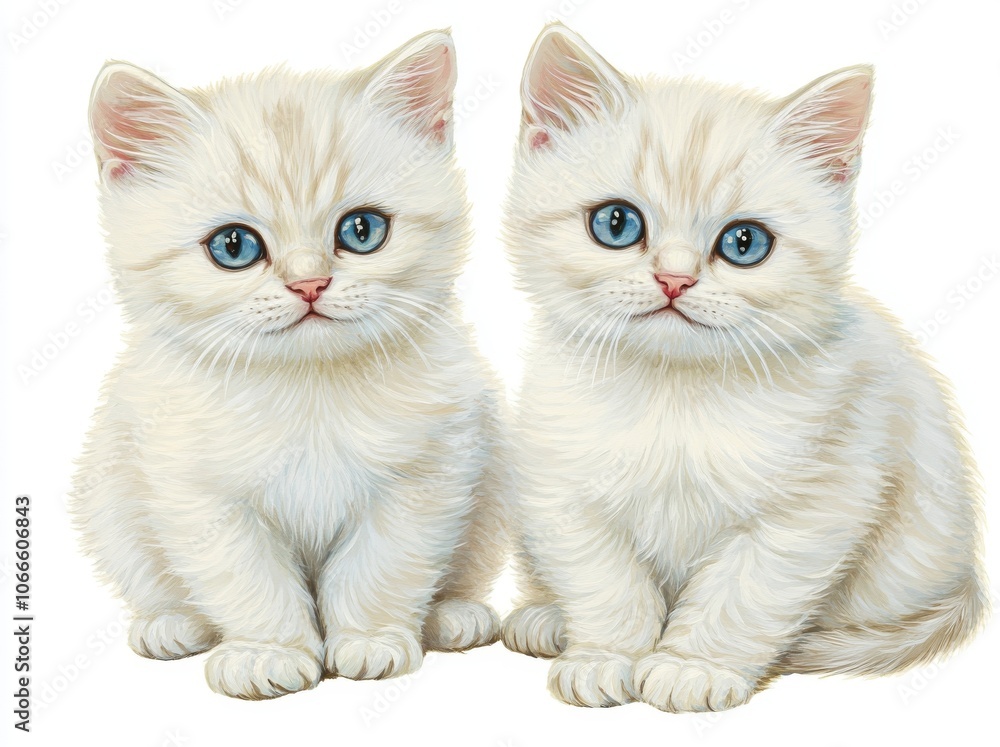 Two cute kittens sitting beside one another, looking in camera's direction. Isolated cutout on transparent background. Two cute kittens sitting beside one another, looking in camera's direction. Isolated cutout on transparent background.