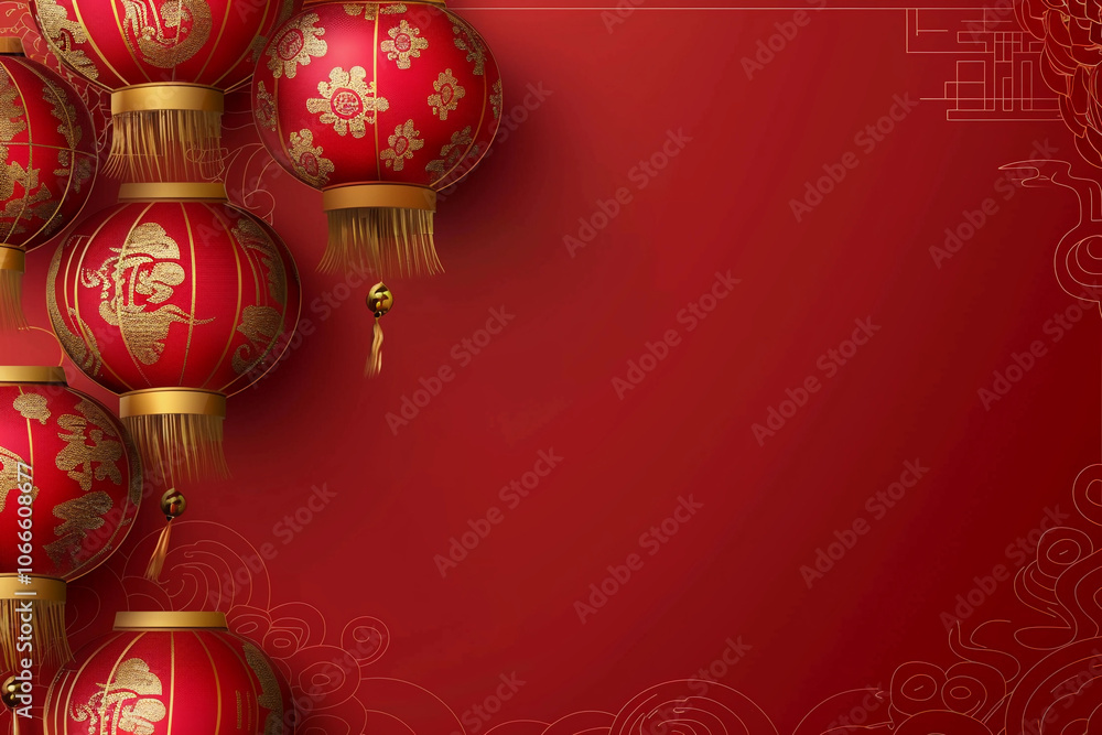 Beautiful greeting card with holiday composition for celebrate chinese festival of lanterns Beautiful greeting card with holiday composition for celebrate chinese festival of lanterns