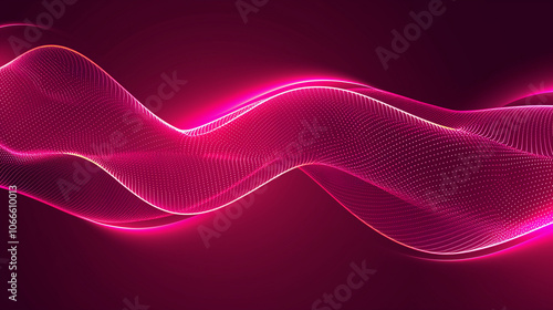 Pink Glowing Abstract Wave on Dark, Background