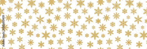 Wallpaper Mural Gold snowflake seamless vector pattern, elegant holiday print, festive winter horizontal background design Torontodigital.ca