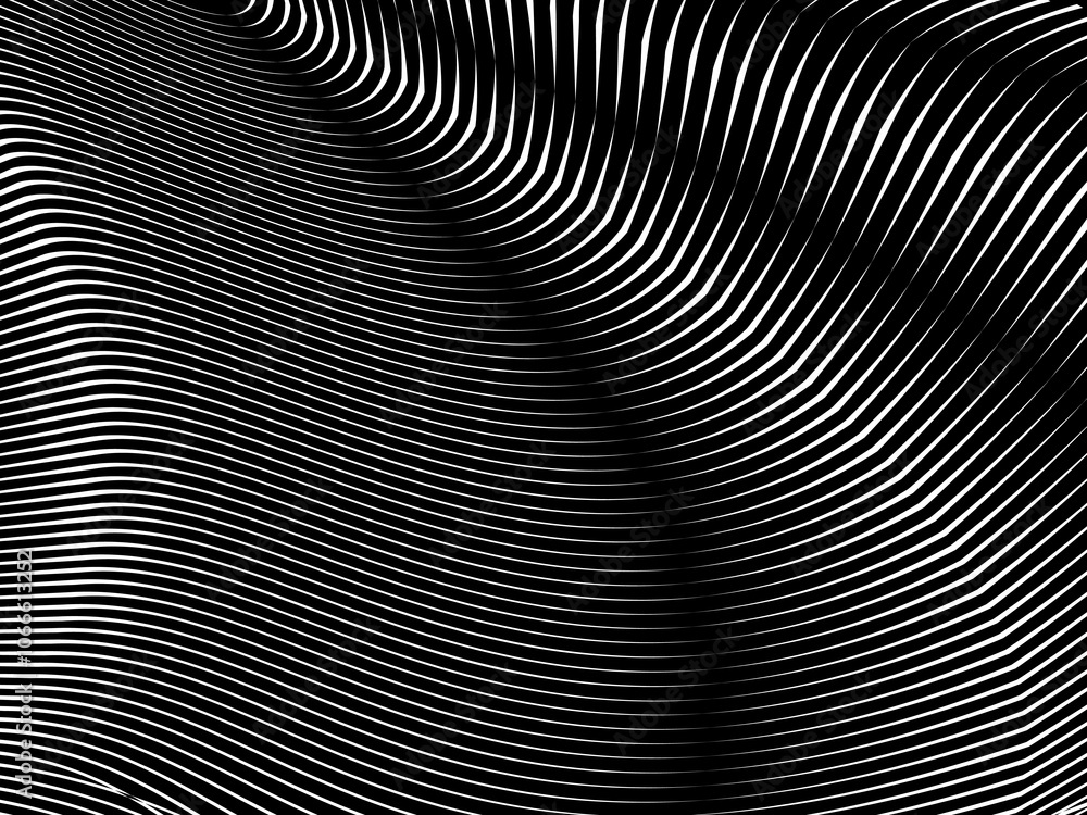 Abstract art geometric background with shiny abstract 3d black and white stripes pattern. Black and white optical illusion with waves and transitions. Abstract art geometric background with shiny abstract 3d black and white stripes pattern. Black and white optical illusion with waves and transitions.