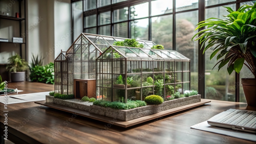 Contemporary Green House Paper Architecture Model in Office with Eco-Landscape Design for Sustainable Living and Modern Aesthetics Contemporary Green House Paper Architecture Model in Office with Eco-Landscape Design for Sustainable Living and Modern Aesthetics