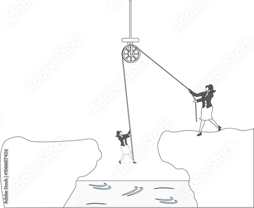 Fall into a pit, Businesswoman rescues man who fell into big pit