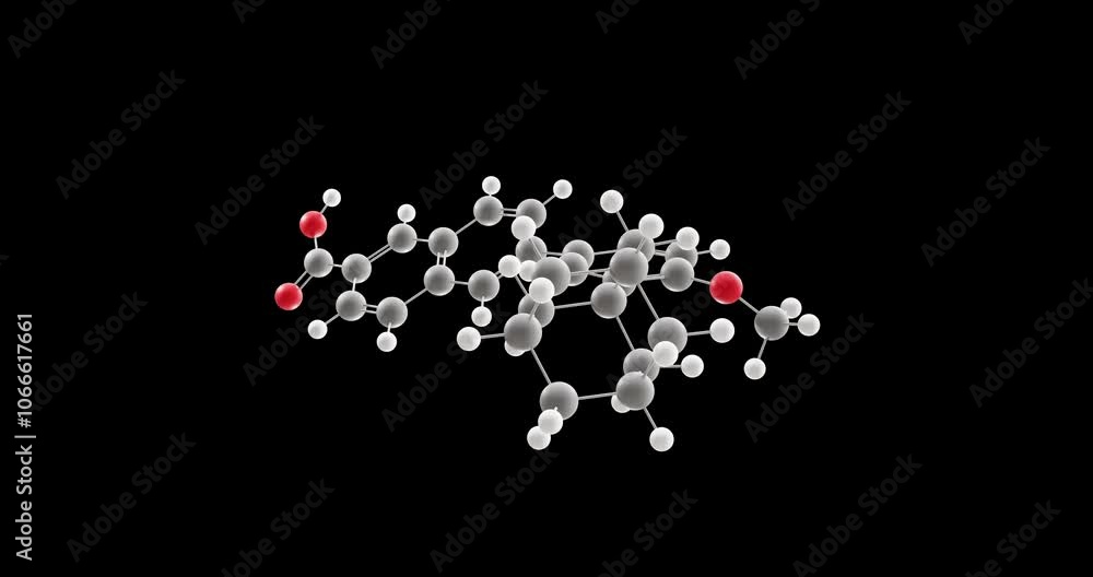 Adapalene molecule, rotating 3D model of topical retinoid, looped video on a black background Adapalene molecule, rotating 3D model of topical retinoid, looped video on a black background