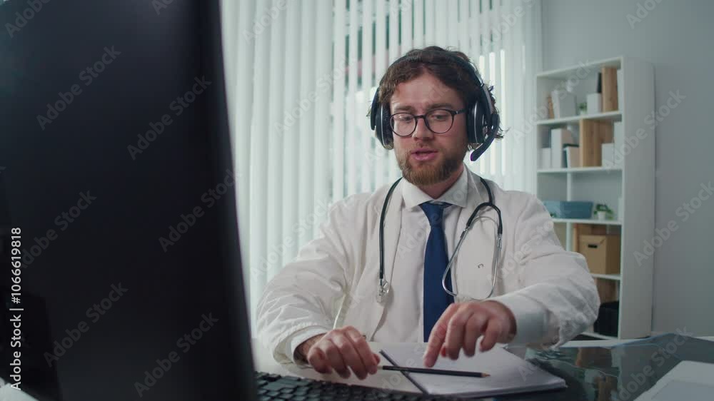 A Doctor Offers Remote Medical Assistance via Video Consultations, Helping Patients Online. Concept of Telemedicine and Online Healthcare, Highlighting the Benefits of Digital Medical Services A Doctor Offers Remote Medical Assistance via Video Consultations, Helping Patients Online. Concept of Telemedicine and Online Healthcare, Highlighting the Benefits of Digital Medical Services