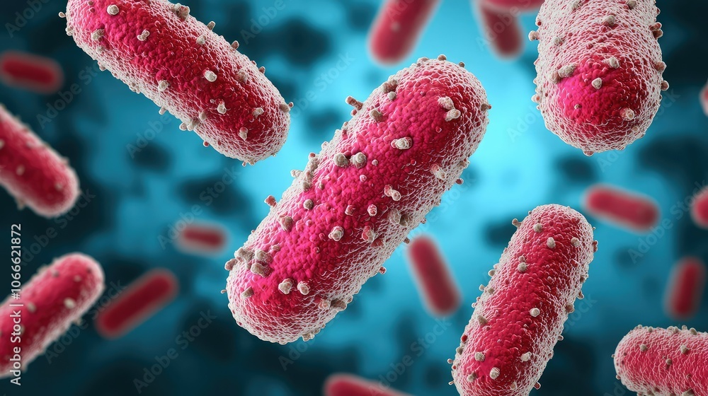 A vivid microscopic view of colorful bacteria, showcasing their unique shapes and textures against a soft blue background.