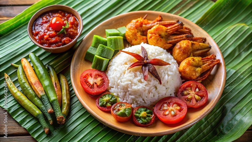 High-angle view of Malaysian rice dish, November 29, 2023. High-angle view of Malaysian rice dish, November 29, 2023.